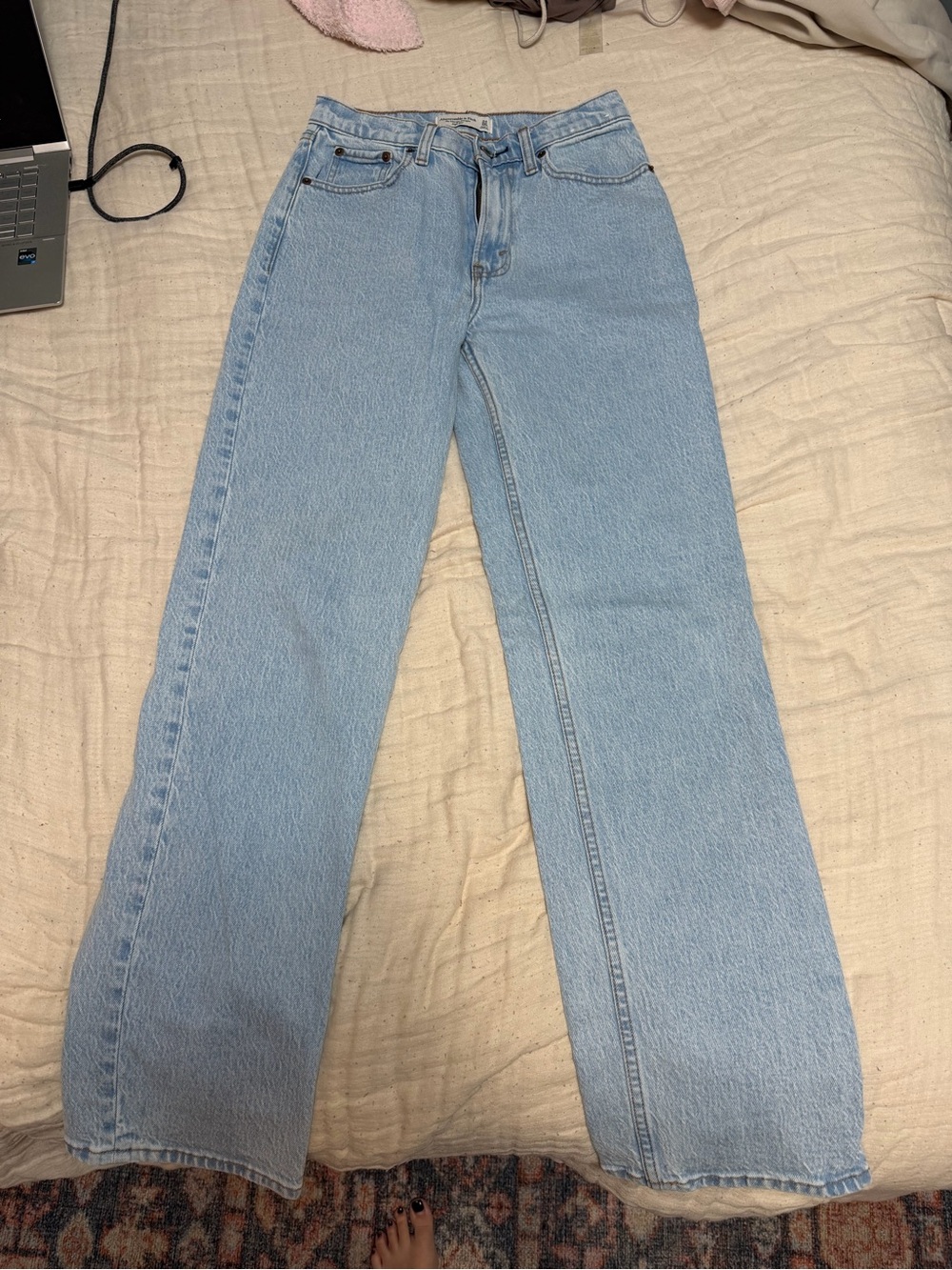 Abercrombie & Fitch Light Blue High-Rise Straight Jeans